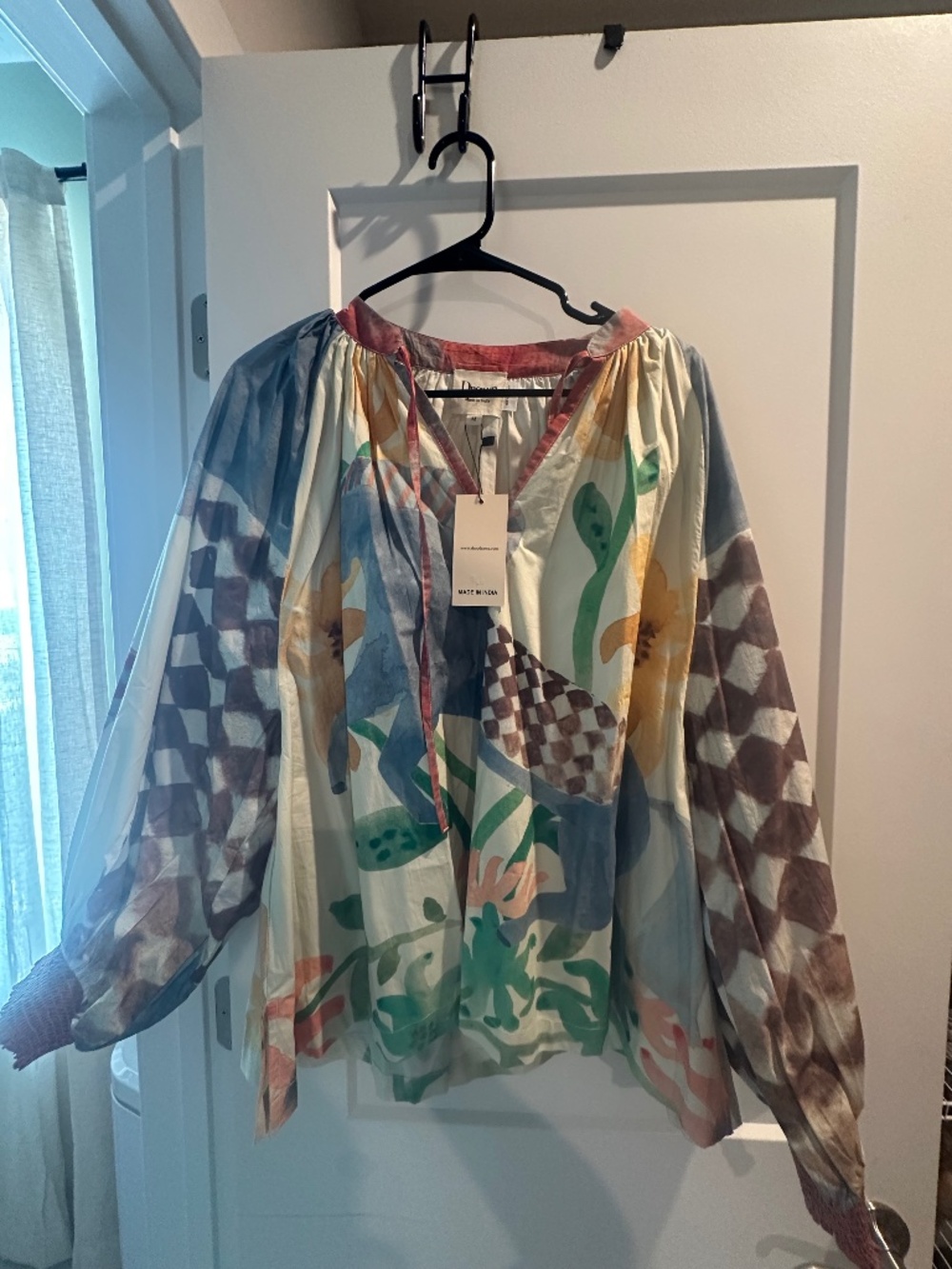 Drawn Colorful Poplin Top